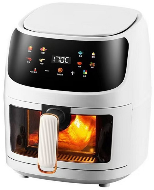8L Electric Air Fryer Household Intelligent Kitchen Pizza Cooker Oil-Free Toaster Oven Manufacturer, 03 EU, 02 White