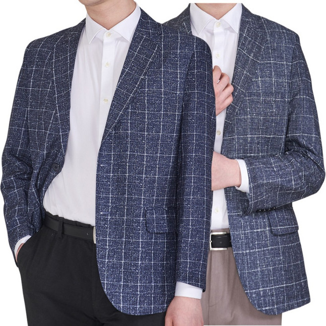 봄 여름 시원한 남자 체크 무늬 정장 콤비 자켓 남성 신사 양복 쿨 캐주얼 마이
