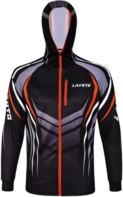 高品質冰絲釣魚衣褲套裝帶帽外套涼感速乾衣, 黑色 (DYF01)