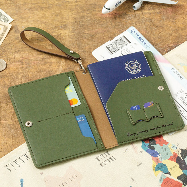 오브리즈 줄라이 RFID 차단 유심칩 보관 여권케이스, 올리브카키, 1개