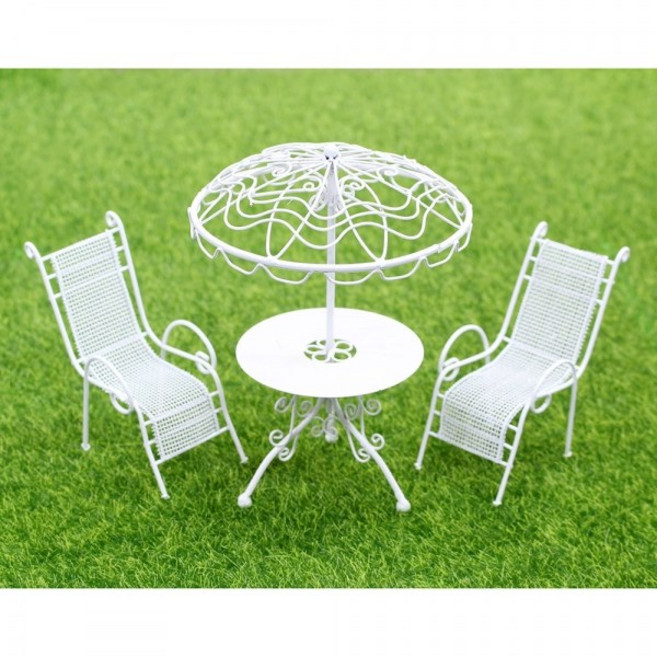 미니어쳐장식/와이어파라솔 정원테이블세트/색상선택, _10209_검정색