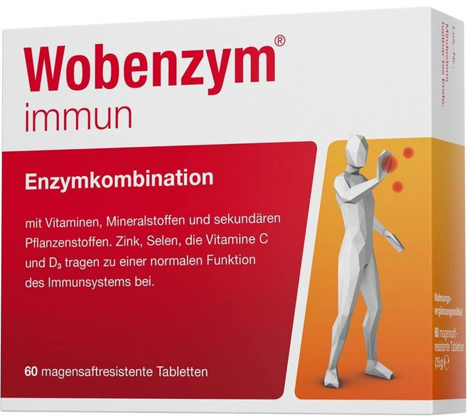 WOBENZYM 비타민 C D 아연 셀레늄 사카로미세스 식물성 블리스터 팩 60정, 1개