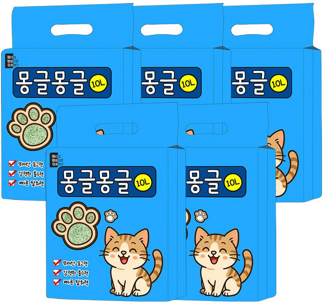마마쇼 고양이모래 몽글몽글 두부모래 모음, 5개, 10L, 녹차향