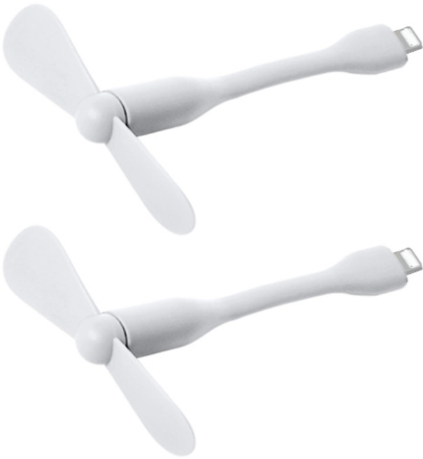 1+1 휴대용 미니 선풍기 usb / 5핀 / 아이폰 8핀 보조배터리 USB 선풍기, 06 아이폰8핀 WH (2개)