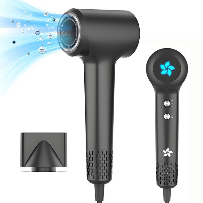 ZOZOFO 초고속 음이온 무엽 드라이어 가정용 드라이기 1500W 자기흡입노즐 BLDC 항공모터 고속 저소음드라이기 케어 헤어드라이기 미용실 전용, FK2-블랙