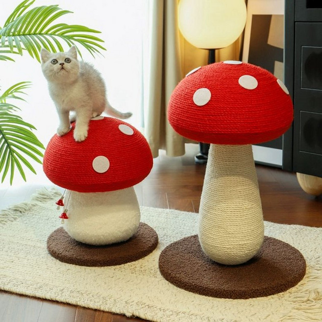 대형 중형 고양이 캣타워 캣스크래쳐 컬러풀 캣폴 공간절약형 스크레쳐 고양이스크레쳐 고양이캣타워 미니캣타워, 1개, 특대형 레드 머쉬룸+작은 머쉬룸