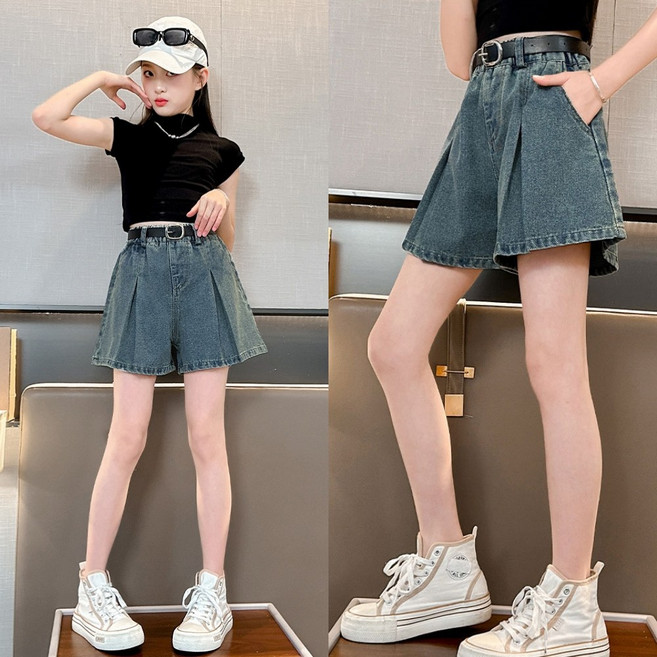 삐삐네옷가게 여아 주니어 모던핏 치마바지 숏 청 반바지