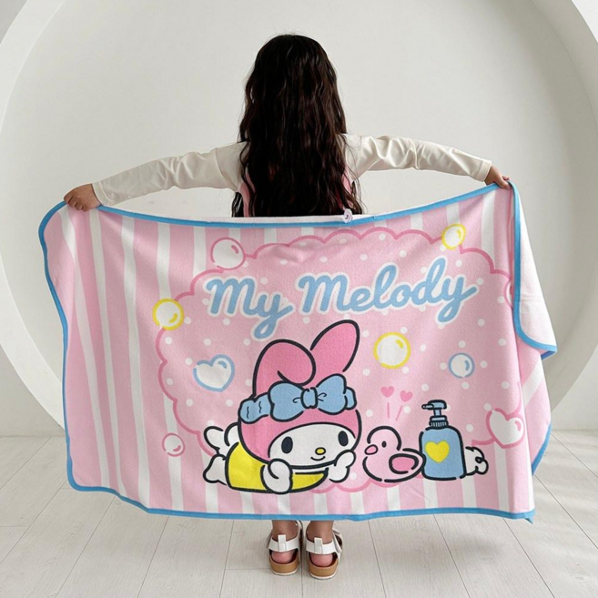 산리오 정품 극세사 비치 타올 물놀이 수영 수건 140 x 70 cm, 1개, 마이멜로디