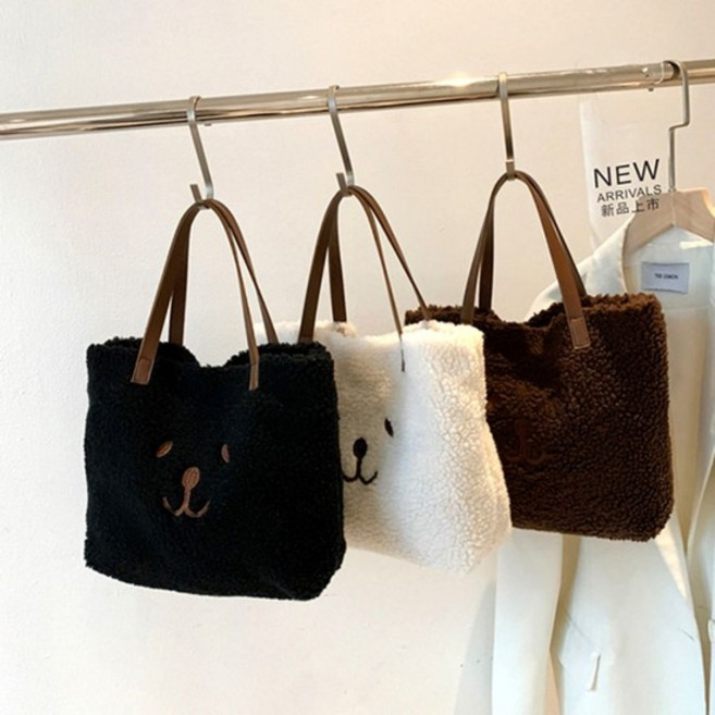 뽀글 동물 얼굴 스퀘어 귀여운 여성 털 토트백 가방 여성토트백 미니손가방 캔버스토트백