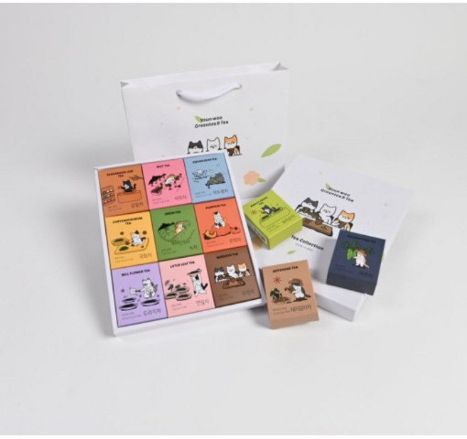 연우제다 프리미엄 고양이 티 컬렉션 9종 티백 차 선물세트 [원산지:국산(경상남도 하동군)], 9개