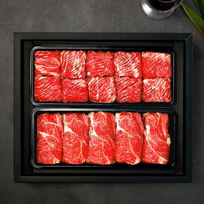 [국제식품]1+등급 한우 냉장 갈비혼합2호 1.8kg(불갈비1kg+등심800g), 1세트