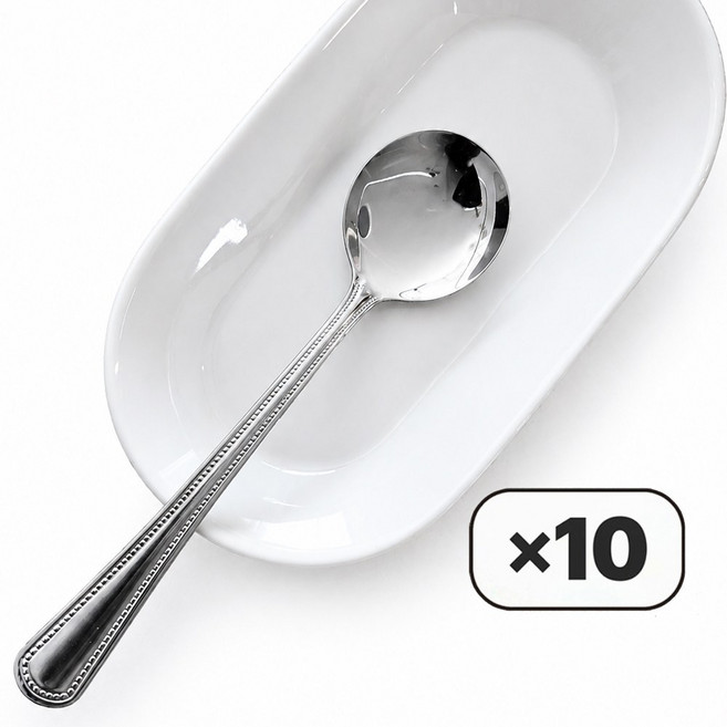 디수아스푼 5+5 스텐 빙수 스푼 디저트 팥빙수 요거트 아이스크림스푼, 10개, 스텐빙수스푼 17cm