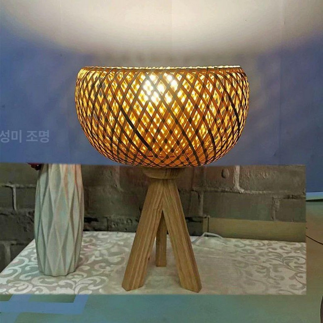 침실 대나무 램프 취침등 책상 수유 LED LED, 삼각대
