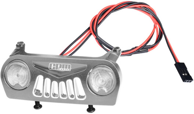 VANQUISH 1/10 H10 OPtic용 흰색 LED 조명이 장착된 GPM 7075 합금 앞범퍼, 02 실버