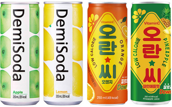 소다 4종세트 데미소다애플5 레몬5 오란씨 오렌지5 파인애플5, 250ml