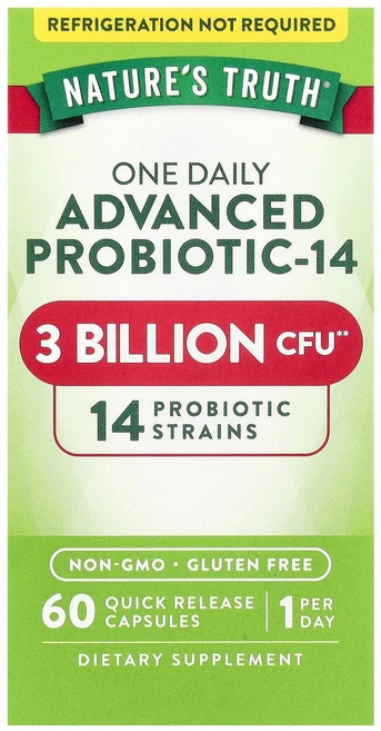 [141902] Nature's Truth 네이처스 트루스 원 데일리 어드밴스드 프로틱스-14 진보된 30억 CFU 60캡슐 빠른 방출, [141902] Nature's Truth 네이처스 트, 1개, 60정 - 쿠팡