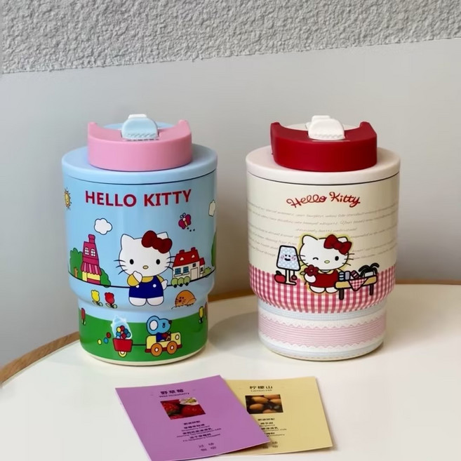 [신상]밀크카 산리오 헬로키티 텀블러 오덴세텀블러 녹슬지 않는 넉넉한, 1개, 420ml, 블루타입