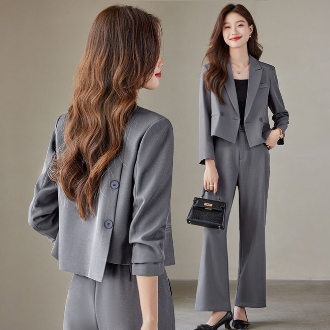 패션고리 여성 카라넥 원버튼 숏자켓 정장 투피스 HQ44