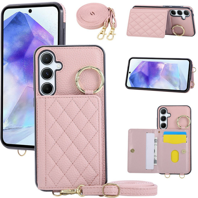 PYHO 갤럭시 S24/S25 시리즈 케이스 카드수납 다이어리 메탈링 가죽 케이스