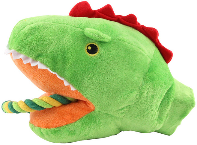도그아이 터그 글러브 강아지 봉제 장난감, 녹색공룡, 1개