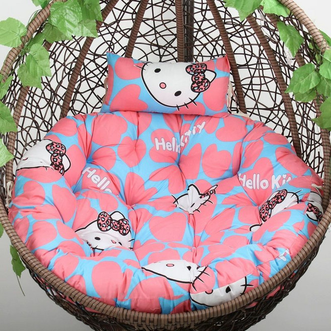 흔들 그네 쿠션 체어 빈백 1인용 방석 요람 스윙 푹신, 원형 125 면직물 (면직물 원단 내부 포켓), 면직물 원단 헬로키티