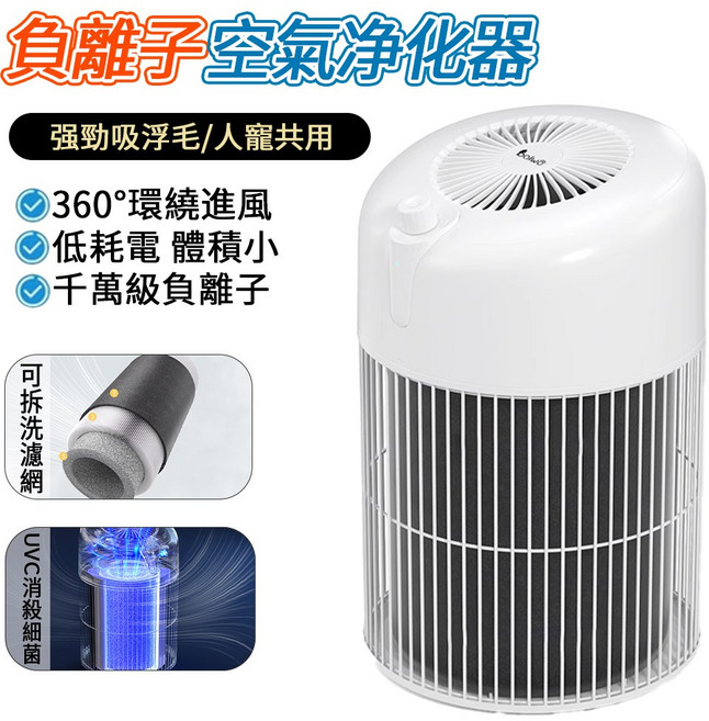 KJ290 寵物空氣淨化器 360°環繞進風 低耗電 體積小 負離子功能, 白色, 1個, 鐵籠款110V