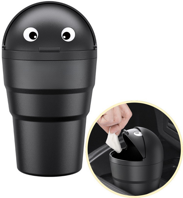 트래쉬야미 자동차 쓰레기통 냠냠 컵 홀더 휴지통 앞좌석, 1개, 블랙