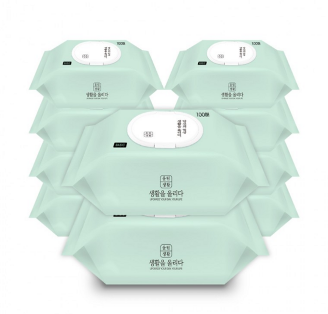 자연유래성분 피톤치드 함유 올림생활 베이직 물티슈 캡형, 284g, 100매, 10개