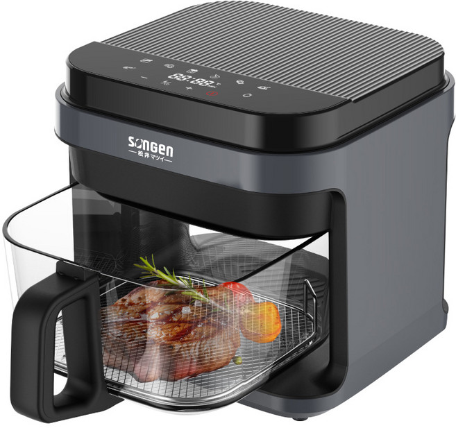 songen氣炸鍋 透明可視 多功能用途 輕鬆上桌, 碳鋼黑, SG-421GAF-B