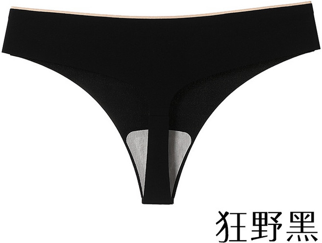 Swoosh Sport 無痕冰絲丁字褲 運動性感丁字褲 蠶絲褲底 隱形透氣女內褲 狂野黑 XL, 狂野黑,XL