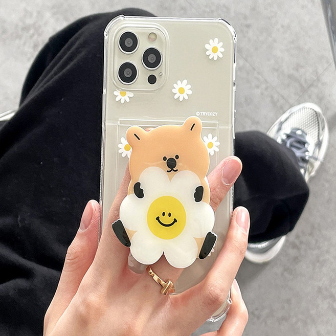 갤럭시S25 S24 S23 동물 데이지 그립톡 스마트톡 카드 수납 젤리 케이스