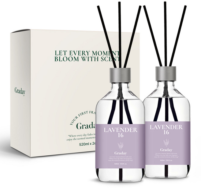 그라데이 디퓨저 선물세트, 2개, 520ml, 라벤더 16