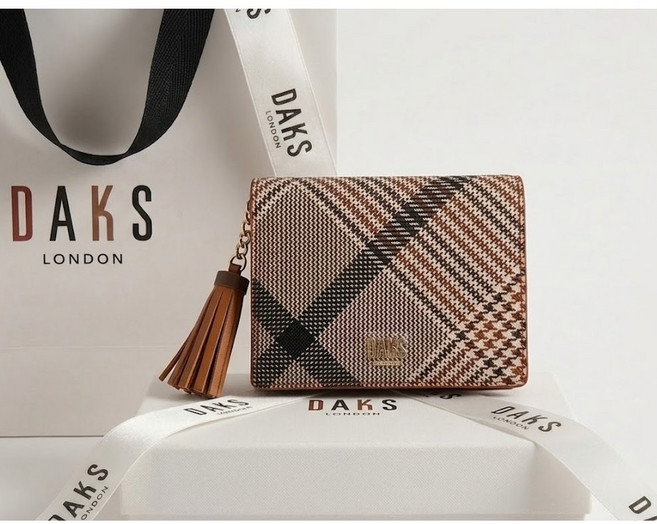 닥스 남녀공용 에든버러 체크패턴 타슬 포인트 카드지갑 DCWA4F328