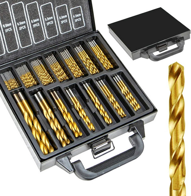 99P 티타늄코팅 HSS 철기리 세트 드릴비트 금속 목재 플라스틱 겸용 다용도 전동드릴 공구세트, 1개