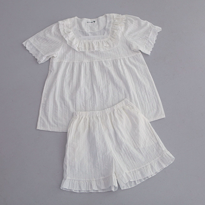 글램공감 여성용 통기성 박하 프릴 반팔 잠옷 상하세트