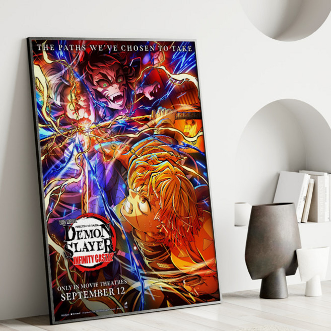 귀멸의 칼날 무한성 포스터 액자 인테리어 캔버스 극장판 일본 애니메이션 굿즈 영화, 3번, 1번 A4(21cm x 29.7cm), 우드