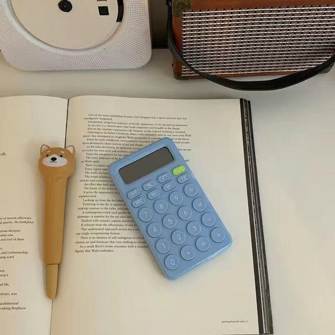 計算機 靜音簡約財務會計考試小巧計算機, 藍色+紐扣電池