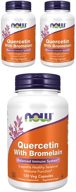NOW Foods 鳳梨酵素槲皮素素食膠囊, 120顆, 3罐