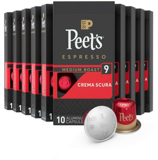 피츠 커피 미디엄 로스트 에스프레소 캡슐 네스프레소 오리지널 머신 호환 - 리케짜 강도 8 50개 (10개 캡슐 5상자) 126551, Crema Scura (강도 9), 10) 네리시모 강도 11  10 Count Pack