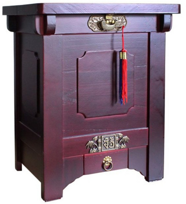 국산 전통 원목 오동 나무 고가구 디자인 쌀 뒤주 20kg 쌀통 보관함, 1개