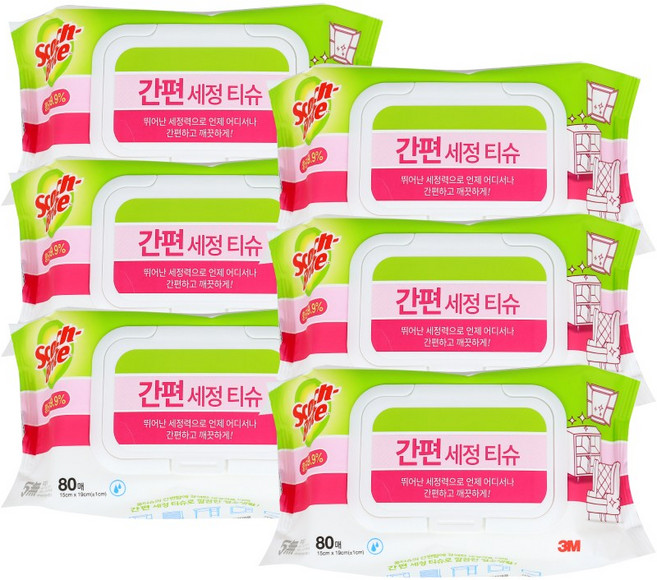 3M 손으로 쓰는 간편 세정티슈 80매, 24개