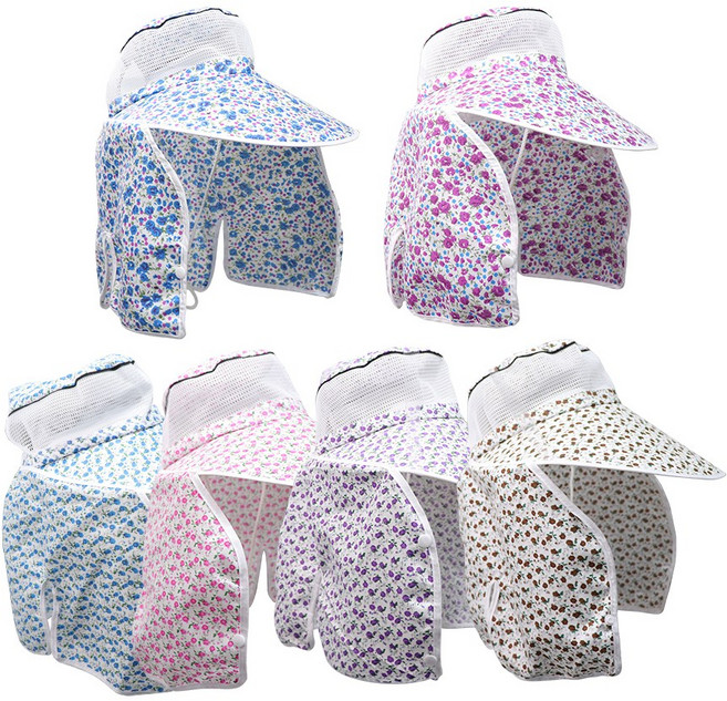 꽃무늬 농사모자 농부 모내기 그늘막 햇빛차단 모자 농모 6종 택1