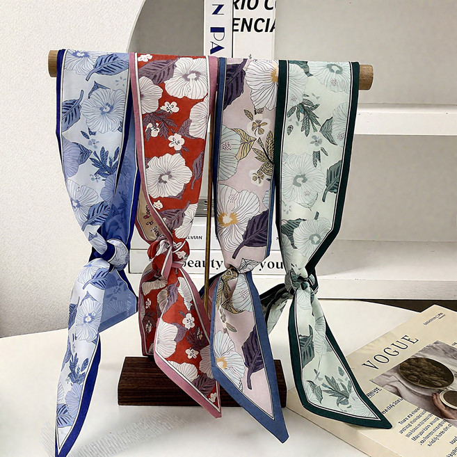 예니브 우아한 여성 쁘띠 실크 스카프 4종 세트