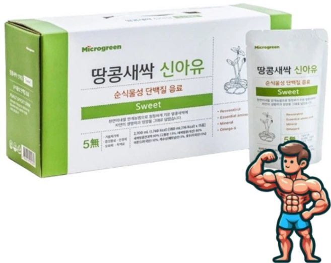 신아유 땅콩새싹두유 스위트 비건인증 순식물성 단백질음료 레스베라트롤 함유, 180ml - 쿠팡