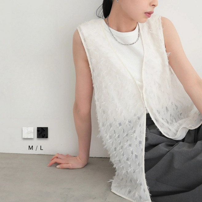 PoPnest 민소매가디건 2025 루즈핏 여름가디건 시스루베스트