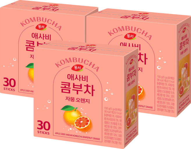 동서 애사비 콤부차 자몽 오렌지 30T, 90개
