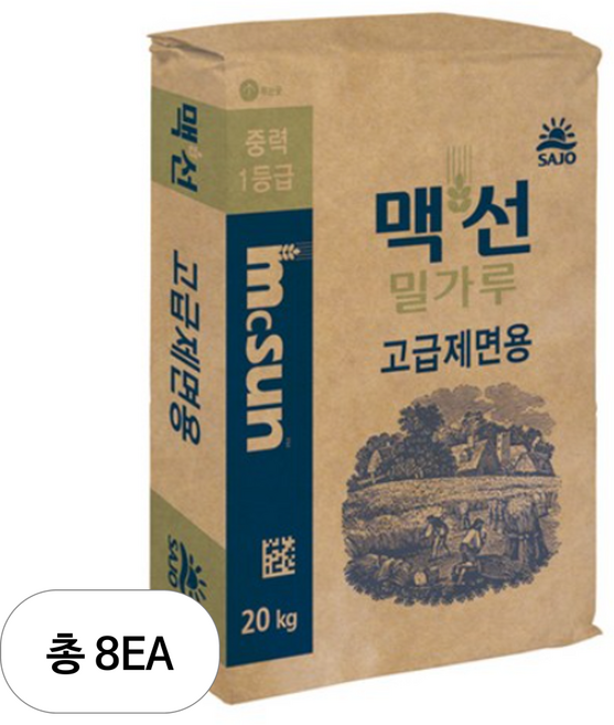 맥선 밀가루 고급제면용, 20kg, 8개