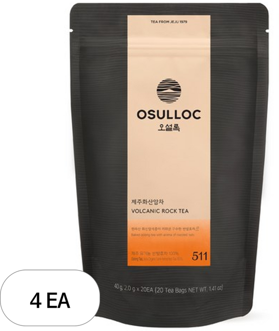 오설록 유기농 제주화산암차 파우치, 1.8g, 1개입, 4개