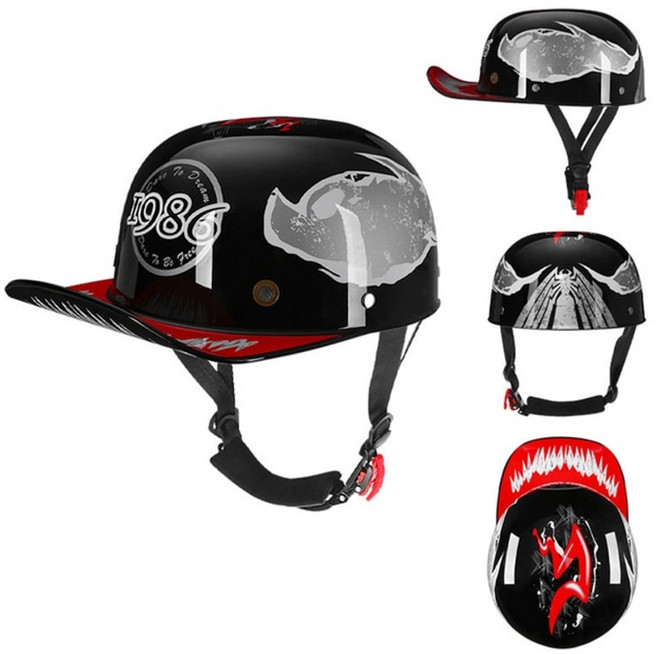 야외 안전 헬멧 보호 안전 motociclistas 경량 하프 페이스 여름 모자 캐스크 스쿠터 크루저 승마 야구 모자, 밝은 검정, XL