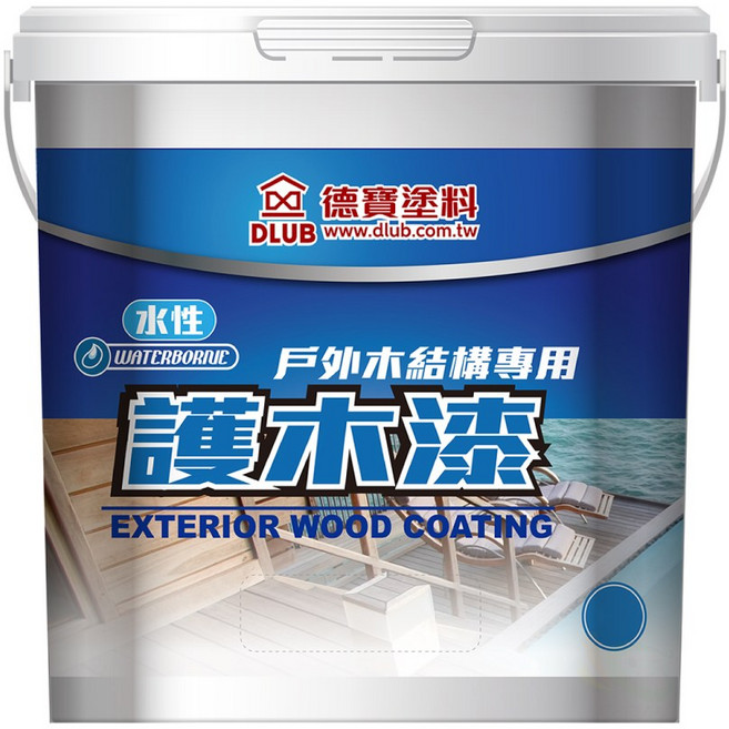 漆寶 德寶 二合一水性戶外護木漆 木屋涼亭專用, 平光胡桃色, 1個, 3.785L
